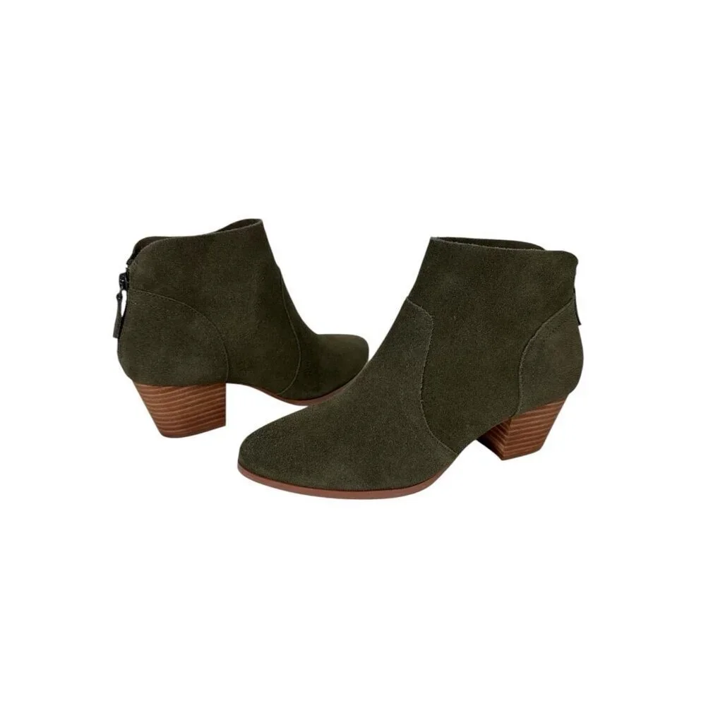 Violet & Red Cupid Bootie Boot Women's 7M Olive Suede NWOB 9327‎